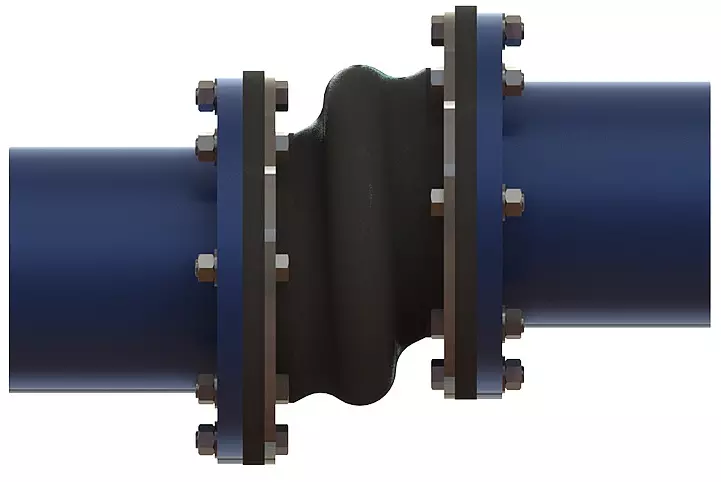 ứng dụng khớp nối mềm cao su mặt bích inox