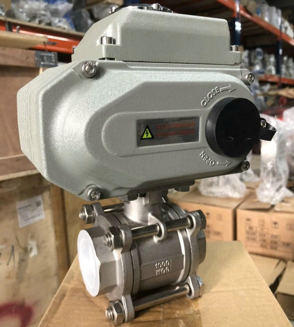 van bi đã sửa Van bi ren 3PC inox điều khiển điện DN50